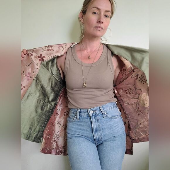 Hand Crafted Sage and Blush Grandmacore boho Blouse/ Jacket - Picture 10 of 12